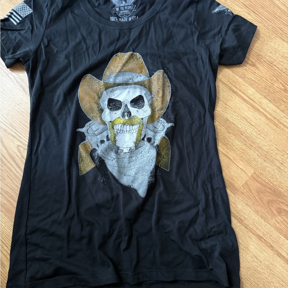 Black Graphic Tee with Skull Design